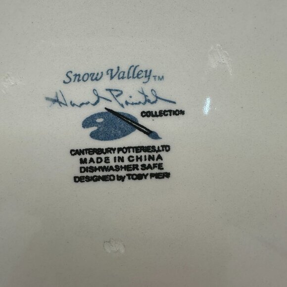 Snow Valley Hand Painted Plate Snowman Sledding Scene Winter Design By Tony Mier - Picture 4 of 4